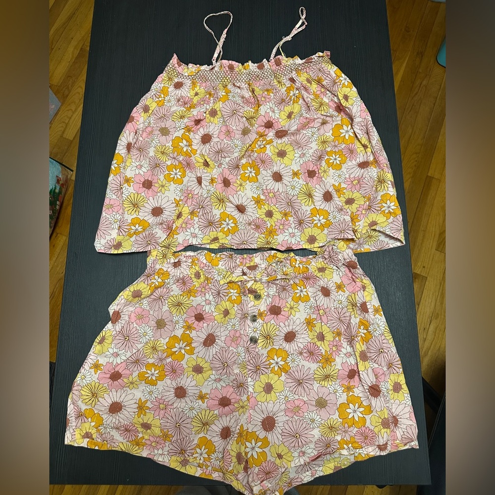 PJ Place Pink and Yellow Floral Pajama Set Size XL